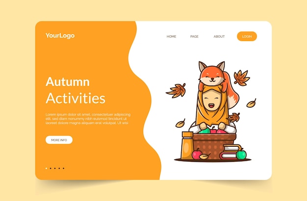 Modèle De Page De Destination Des Activités D'automne