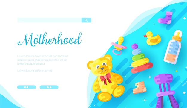 Vecteur modèle de page de destination de la boutique en ligne de produits de garde d'enfants