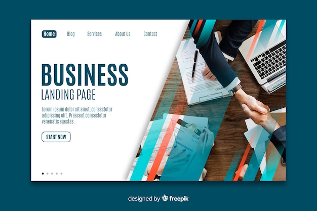 Modèle de page de destination commerciale avec photo
