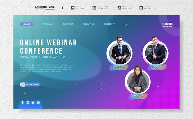 Modèle De Page De Destination De Conférence Webinaire En Ligne