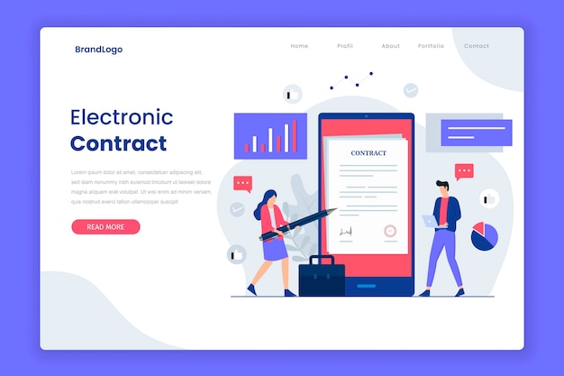 Modèle De Page De Destination De Contrat électronique