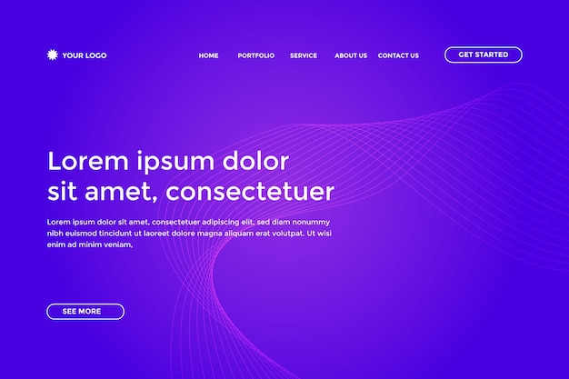 modèle de page de destination dégradé bleu violet abstrait