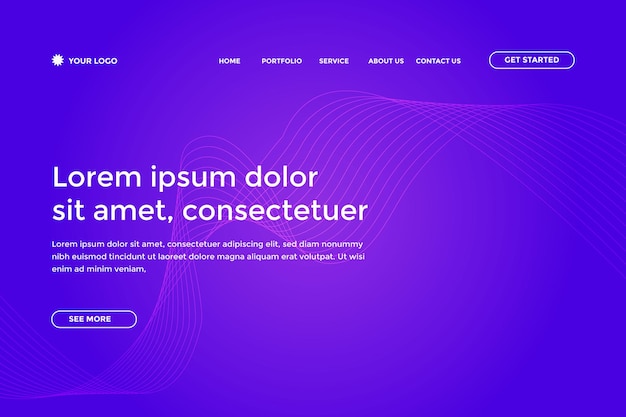 modèle de page de destination dégradé bleu violet abstrait