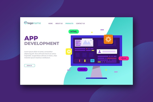 Modèle De Page De Destination De Développement D'application