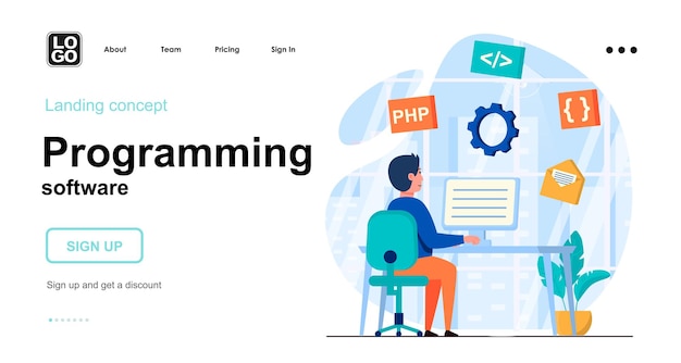 Modèle de page de destination du logiciel de programmation