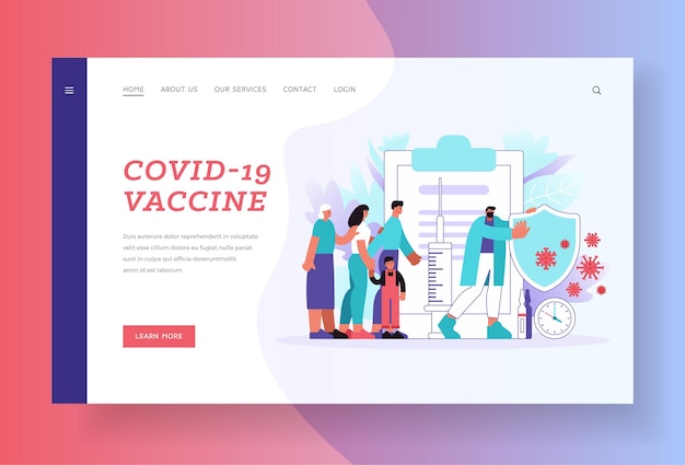 Modèle De Page De Destination Du Vaccin Covid-19