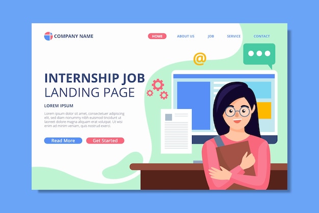 Modèle de page de destination d'emploi de stage
