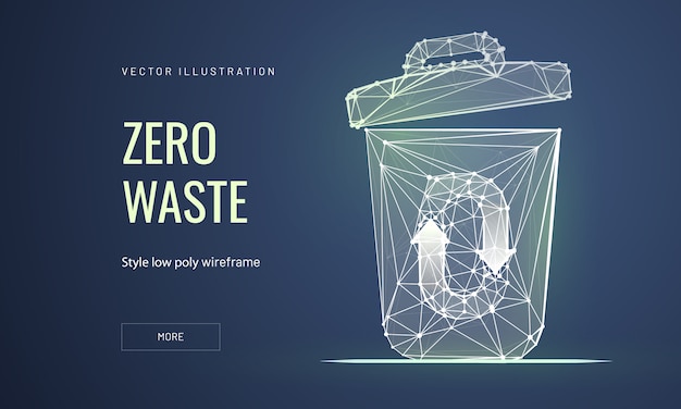 Vecteur modèle de page de destination filaire low poly réduisant les déchets