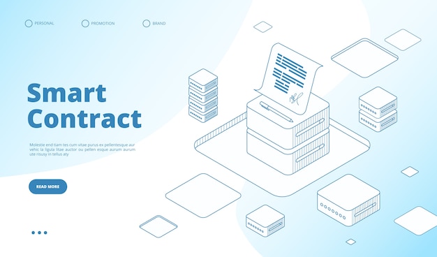 Modèle de page de destination isométrique de contrat intelligent