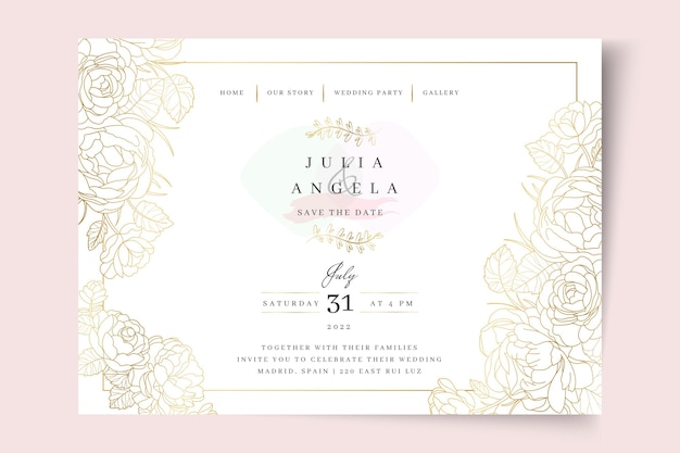 Modèle de page de destination de mariage floral