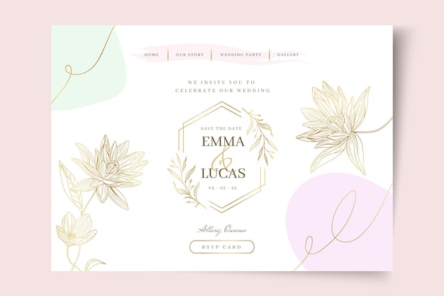 Modèle de page de destination de mariage floral
