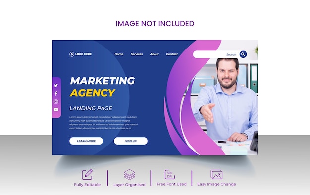 Modèle de page de destination de marketing numérique moderne