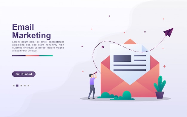 Modèle De Page De Destination De Marketing Par E-mail Dans Un Style D'effet Dégradé