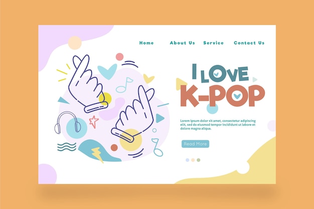 Modèle De Page De Destination De La Musique K-pop Avec Illustrations