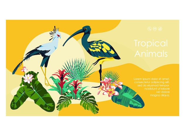 Vecteur modèle de page de destination des oiseaux tropicaux