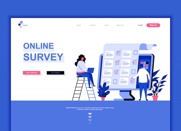 Modèle De Page De Destination Plate Du Sondage En Ligne