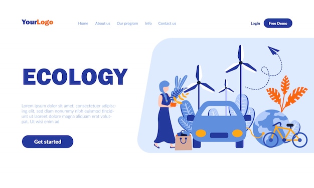 Modèle De Page De Destination Plate écologie Avec En-tête