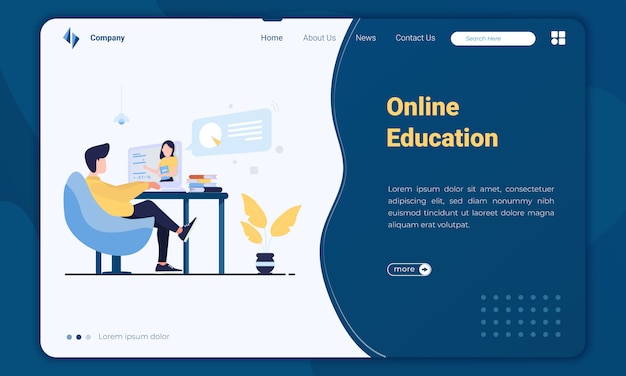 Modèle De Page De Destination Pour L'éducation En Ligne Design Plat