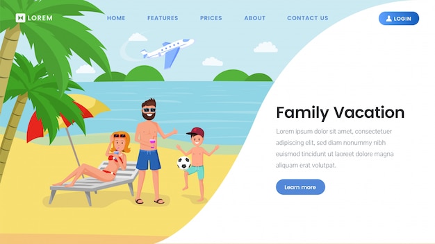 Modèle De Page De Destination Pour Les Vacances En Famille