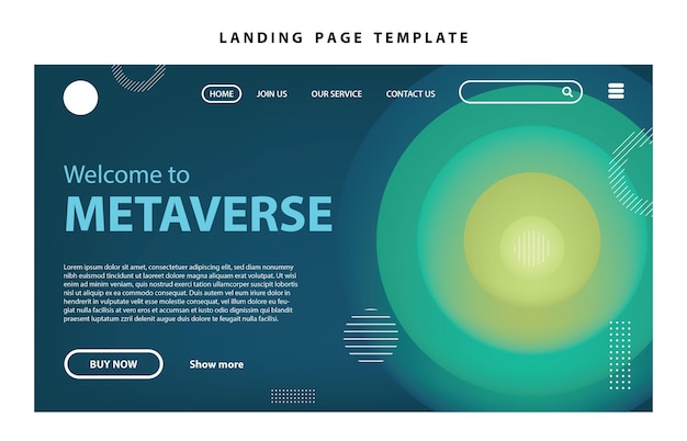 Vecteur modèle de page de destination présentation de site web marketing numérique design plat événement de démarrage métaverse