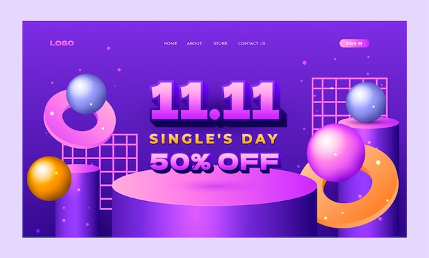 Modèle De Page De Destination Réaliste Pour La Journée Des Célibataires Du 11.11