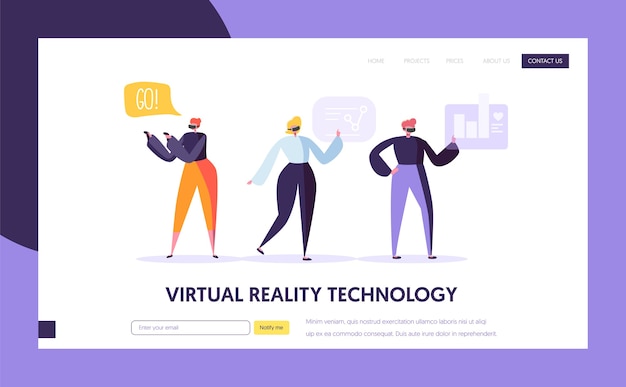 Modèle De Page De Destination De Réalité Virtuelle. Concept De Réalité Augmentée Pour Site Web Ou Page Web.