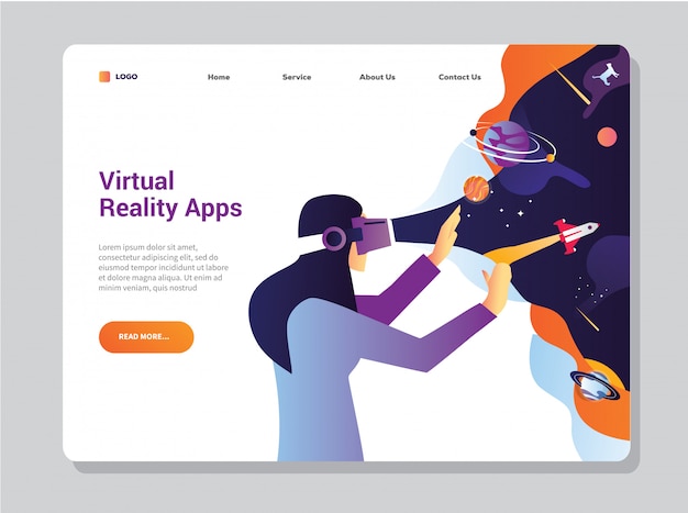 Modèle De Page De Destination De Réalité Virtuelle Pour La Technologie D'entreprise