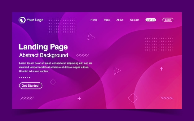 Modèle de page de destination de site Web avec un liquide violet