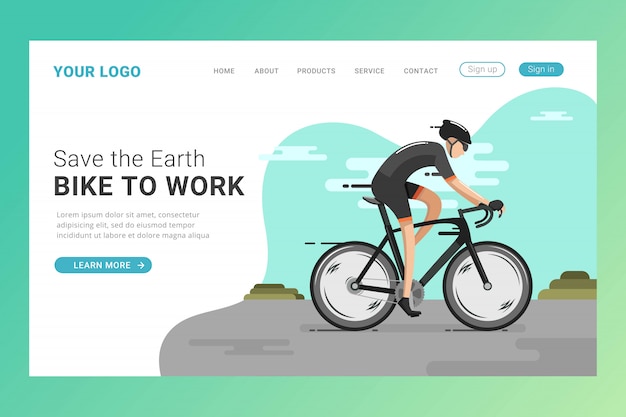 Modèle de page de destination de vélo d'équitation
