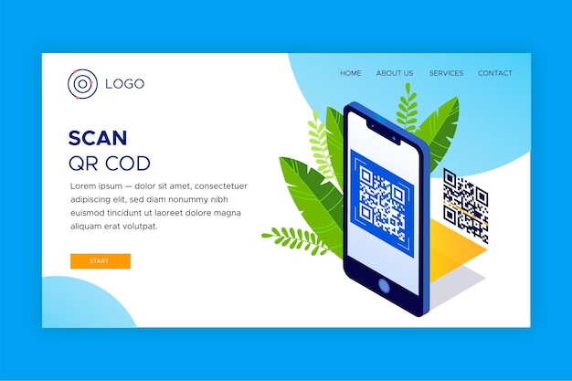 Modèle De Page De Destination De Vérification Du Code Qr Avec Téléphone