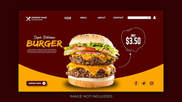 Modèle De Page De Destination Web Pour Le Restaurant De Hamburgers