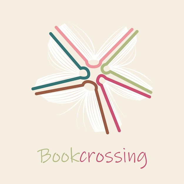 Vecteur modèle de page avec des livres ou une bannière bookcrossing le concept d'éducation et de connaissance du cycle