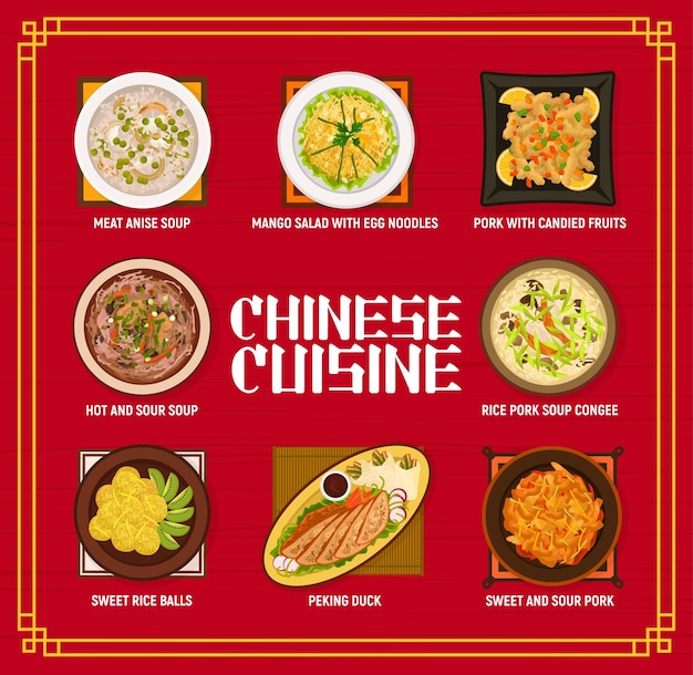 Vecteur modèle de page de menu de restaurant de cuisine chinoise