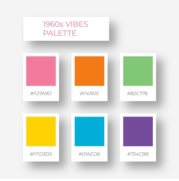 Vecteur modèle de palette moderne de collection de tonalité de couleur rétro vintage pour la conception. couleurs tendance des années 60, 70 et 80