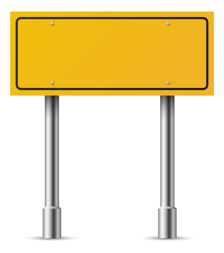 Vecteur modèle de panneau d'information routière. panneau de signalisation jaune vide isolé sur fond blanc