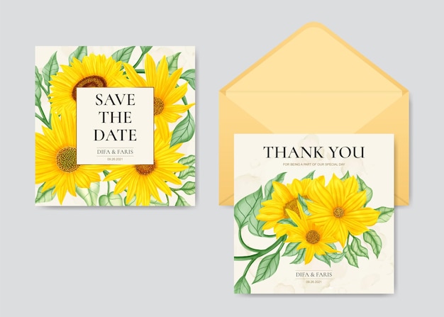 Modèle De Papeterie D'invitation De Mariage Tournesol