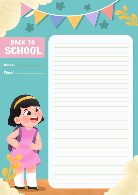 Modèle De Papier Scolaire Fille Rose