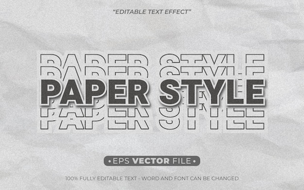 modèle de papier vectoriel d'effet de texte modifiable de style