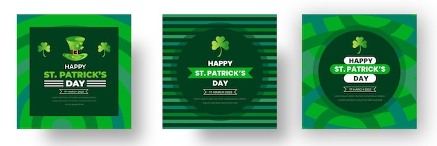 Modèle De Paquet De Bannière Carrée De Publication De Médias Sociaux Happy St. Patrick's Day Avec Feuille De Trèfle De Trèfle