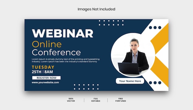 modèle de paysage de bannière de webinaire en ligne moderne