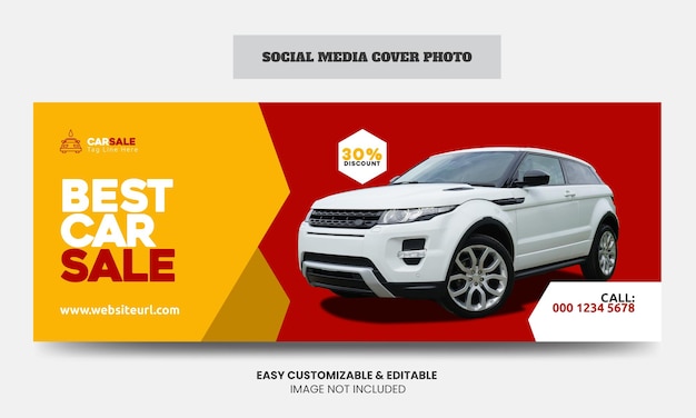 Modèle de photo de couverture Facebook des médias sociaux de vente de voitures Couverture de médias sociaux du service de vente de voitures