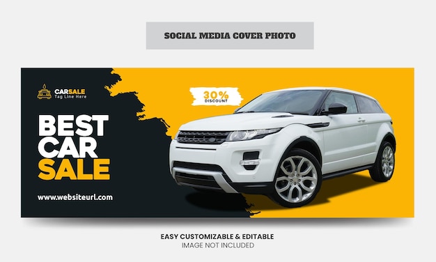 Modèle de photo de couverture Facebook des médias sociaux de vente de voitures Couverture de médias sociaux du service de vente de voitures
