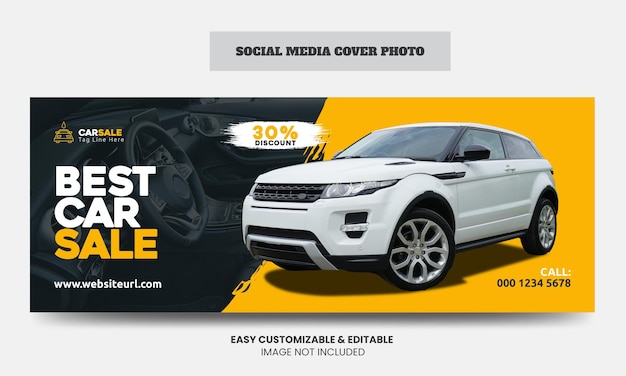 Modèle de photo de couverture Facebook des médias sociaux de vente de voitures Couverture de médias sociaux du service de vente de voitures