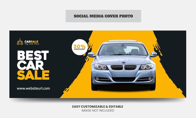 Modèle de photo de couverture Facebook des médias sociaux de vente de voitures Couverture de médias sociaux du service de vente de voitures