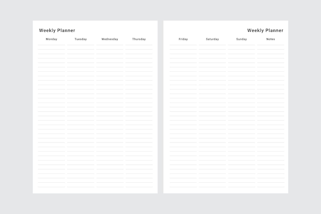 Modèle De Planificateur Hebdomadaire De Deux Pages