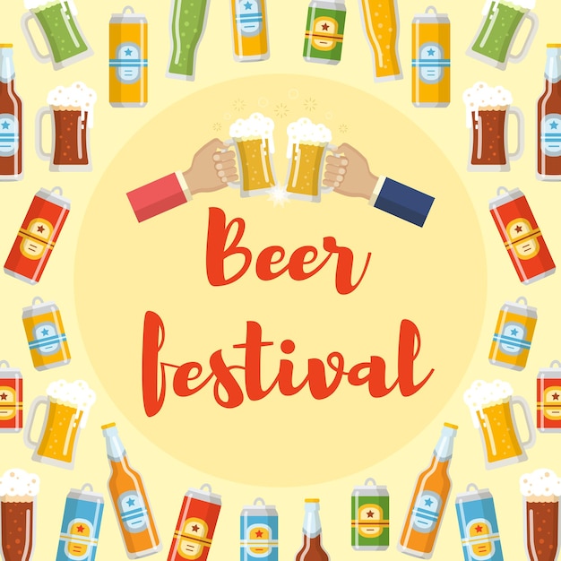 Vecteur modèle plat de festival de bière