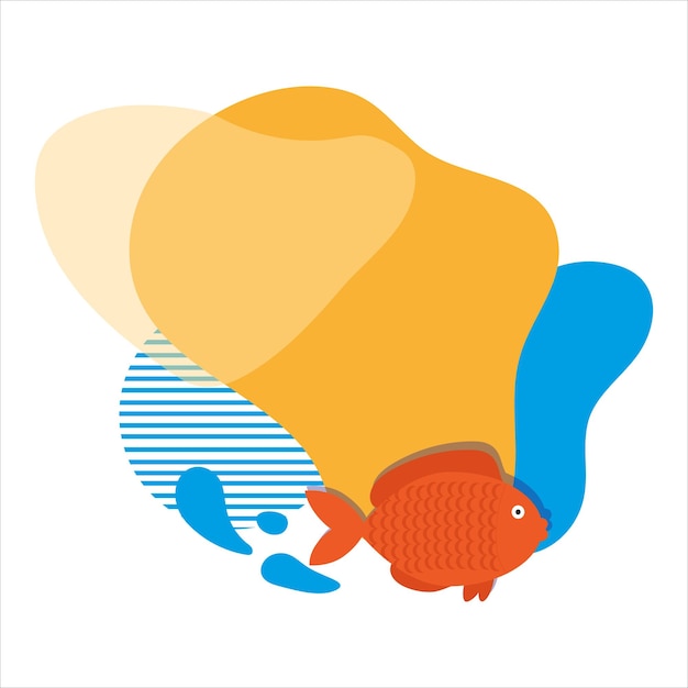 Vecteur un modèle avec un poisson rouge dans un style moderne sur fond rouge