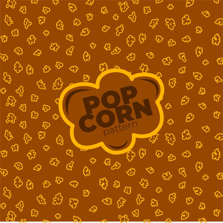 Vecteur modèle de pop-corn pour l'emballage des collations. griffonnage de pop-corn. motif de flocons moelleux de pop-corn. motif de pop-corn