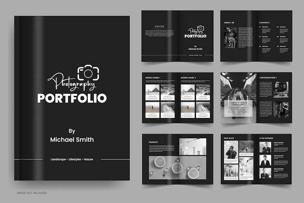 Vecteur modèle de portfolio de conception de portfolio de photographie portfolio de mode