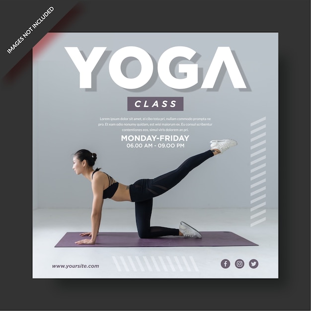 Vecteur modèle de post instagram de cours de yoga